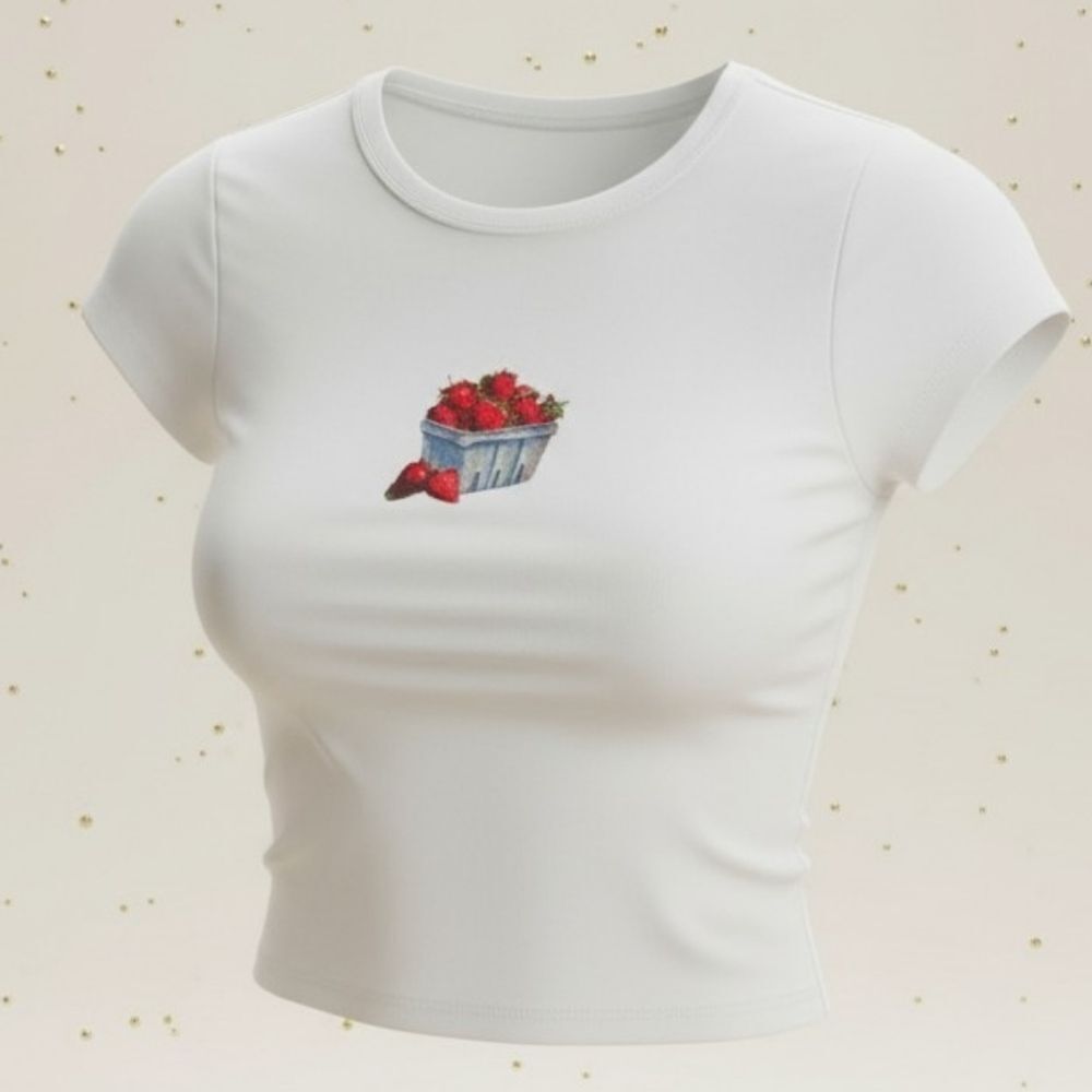 Chic White Floral Basket Women's Tee